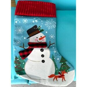 Christmas Stocking Snowman or Bearded Gnome Designs w/ Red Band Hangable NEW
